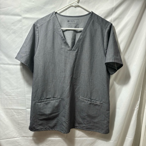 Figs Women’s Large Grey Technical Collection Casma Three Pocket Scrub Top - Picture 1 of 4